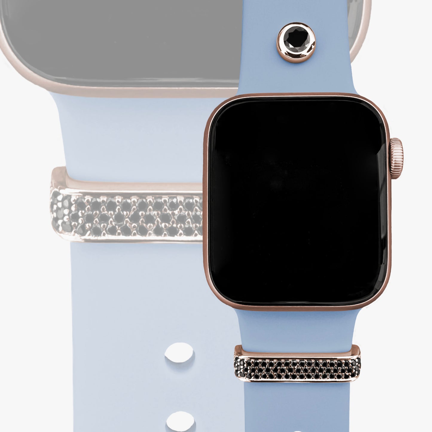 Set - Loop Stardust + Pin Moviestar & Armband für Apple Watch - 24k Roségold plattiert - hellblau