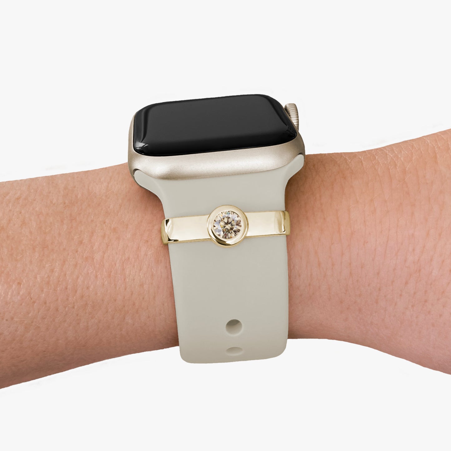 Pamoro® Loop für Apple Watch Sportarmbänder - Schmuck Charm in Silber 24k Roségold plattiert - Cubic Zirkonia in champagner