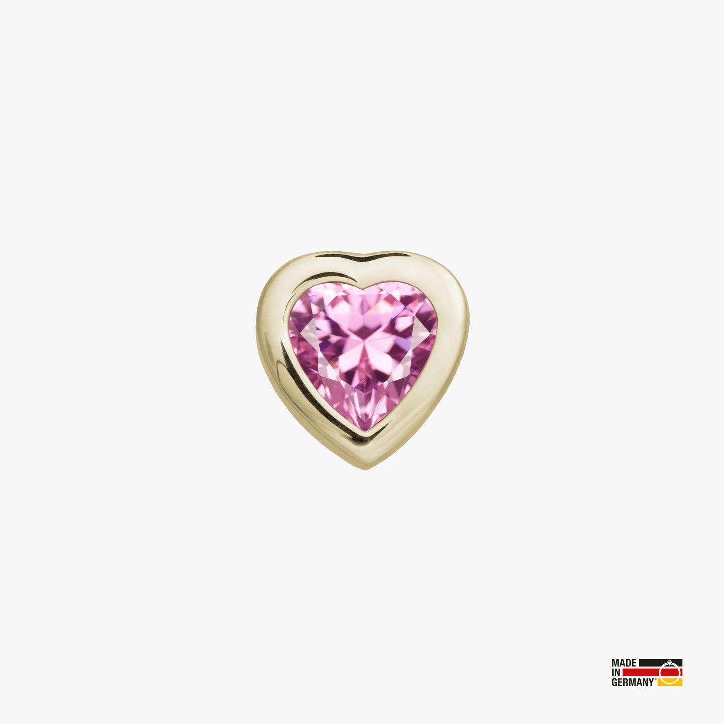 Pamoro® Charm für Apple Watch Sportarmbänder - Schmuck in Silber 24k Gold plattiert mit Cubic Zirkonia im Herzschliff in pink - Schraubmechanik