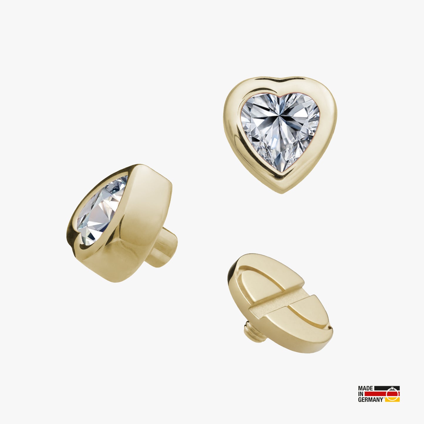 Pin Heartbeat - Sterlingsilber 24k Gold plattiert - Schraubmechanik