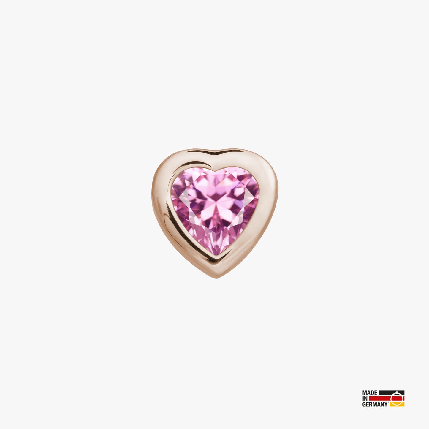 Pamoro® Charm für Apple Watch Sportarmbänder - Schmuck in Silber 24k Roségold plattiert - pinker Cubic Zirkonia im Herzschliff - Schraubmechanik