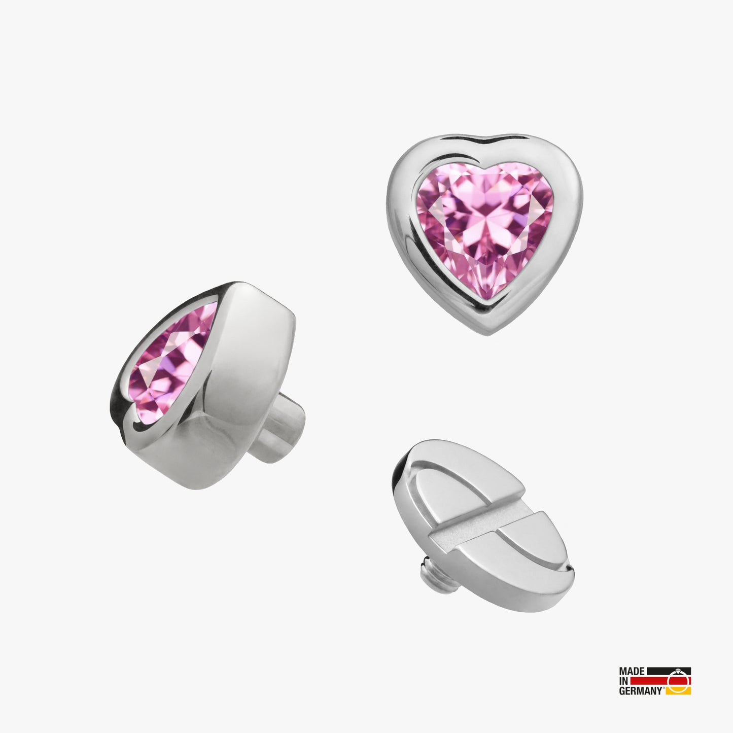 Pamoro® Charm für Apple Watch Sportarmbänder - Schmuck Herz in Silber rhodiniert mit Cubic Zirkonia in pink - Schraubmechanik