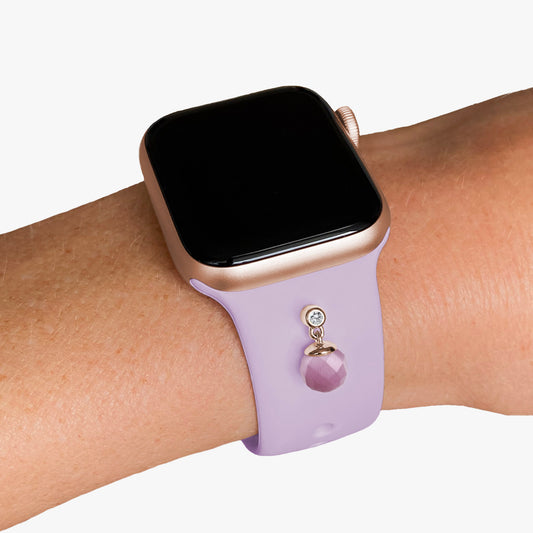Set - Pin Glitterball & Armband für Apple Watch - Sterlingsilber Rosègold Auflage - lavendel