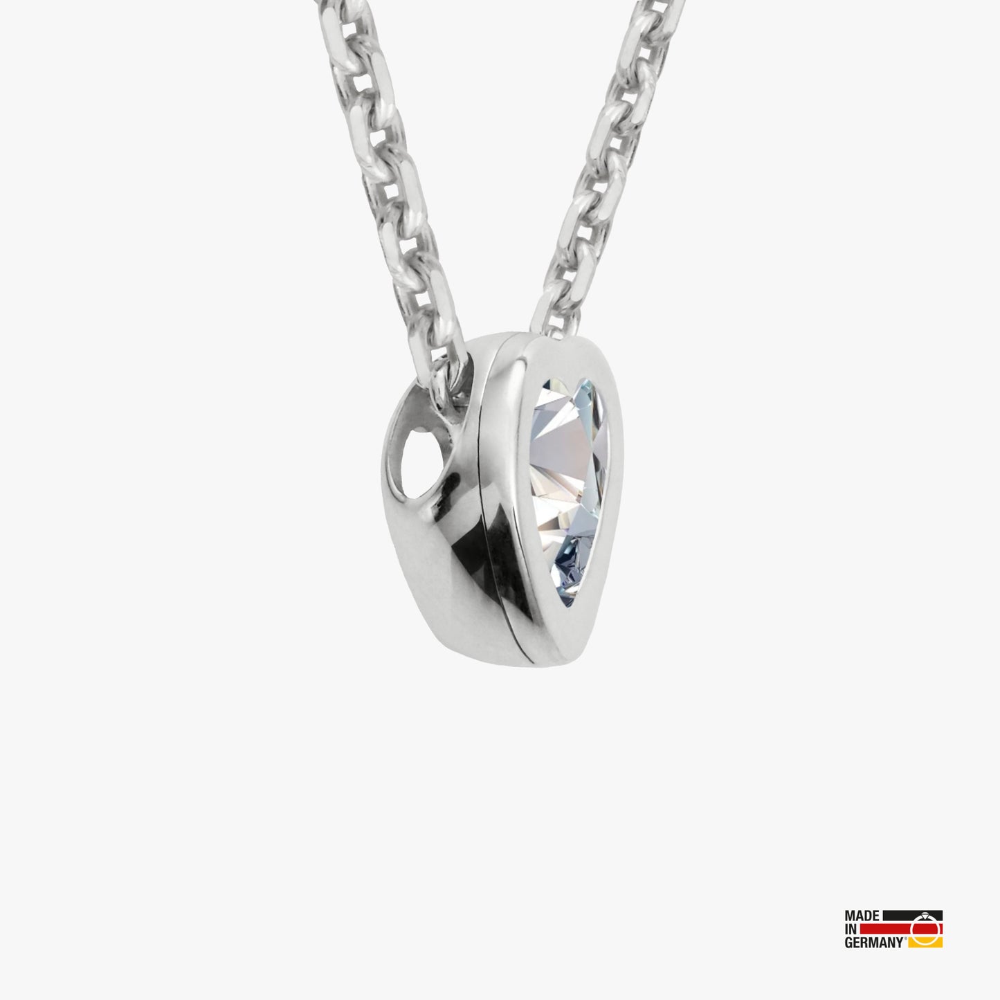 Pamoro® Anhänger Heartbeat und Kette aus echtem 925 Sterlingsilber - weißer Cubic Zirkonia als Herz geschliffen .