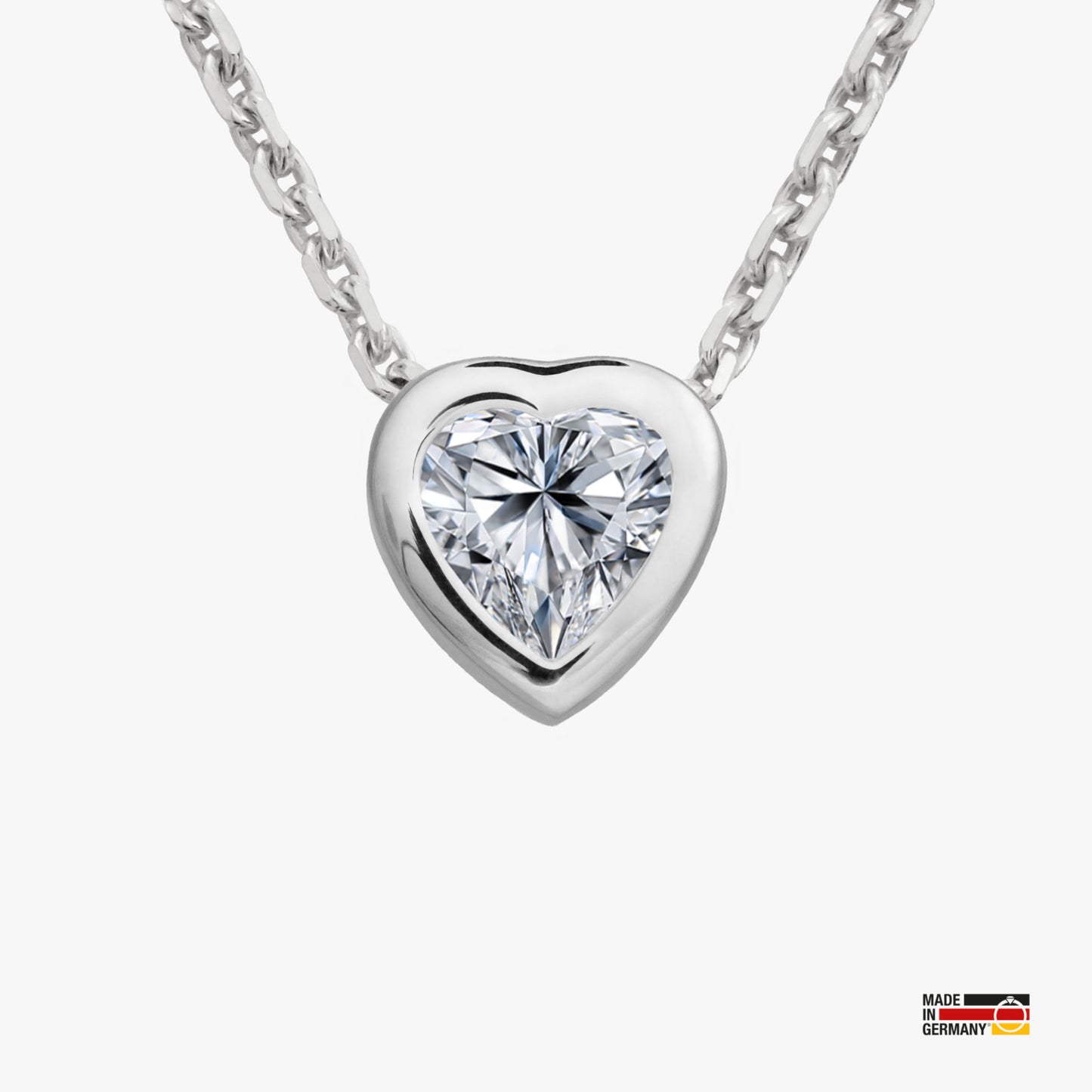 Pamoro® Anhänger Heartbeat und Kette aus echtem 925 Sterlingsilber - weißer Cubic Zirkonia als Herz geschliffen .