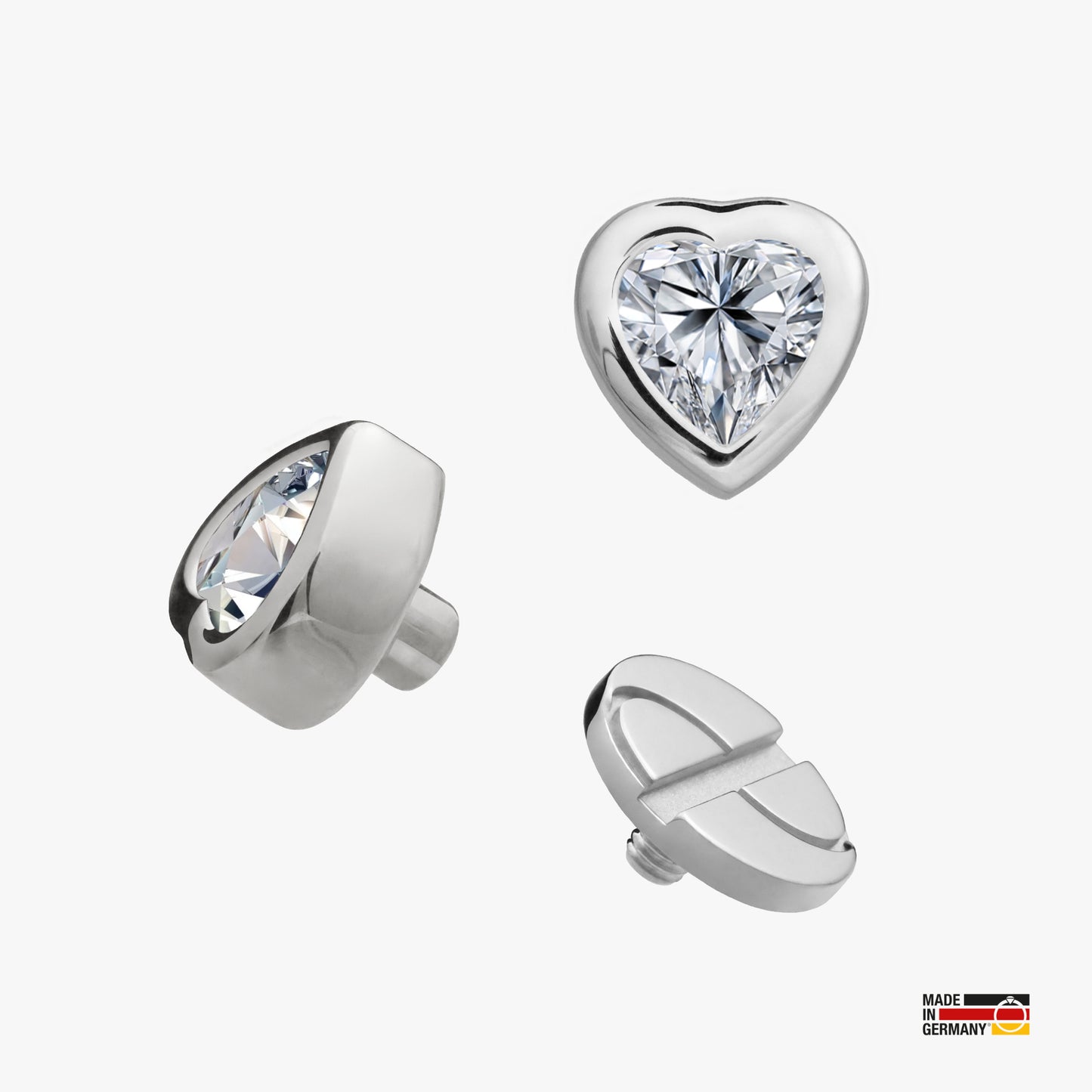 Pamoro® Charm für Apple Watch Sportarmbänder - Schmuck Herz in echt Silber rhodiniert mit Cubic Zirkonia in weiß - Schraubmechanik
