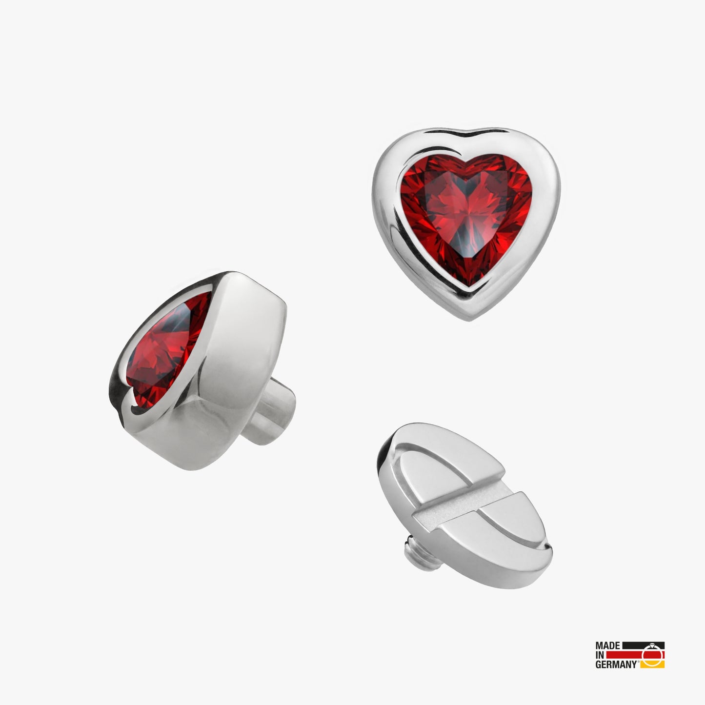 Pamoro® Charm für Apple Watch Sportarmbänder - Schmuck Herz in echt Silber rhodiniert mit Cubic Zirkonia in rot - Schraubmechanik