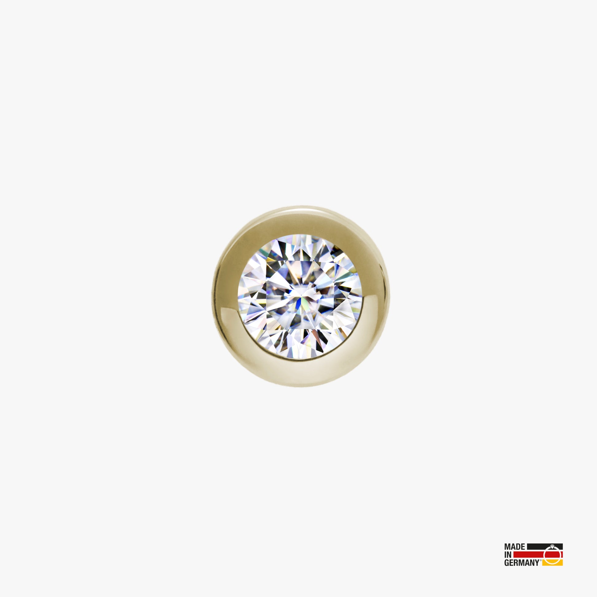 Pamoro® Schmuck Button - Silber 24k Gold Plattierung - weißer Cubic Zirkonia - Schraubmechanik