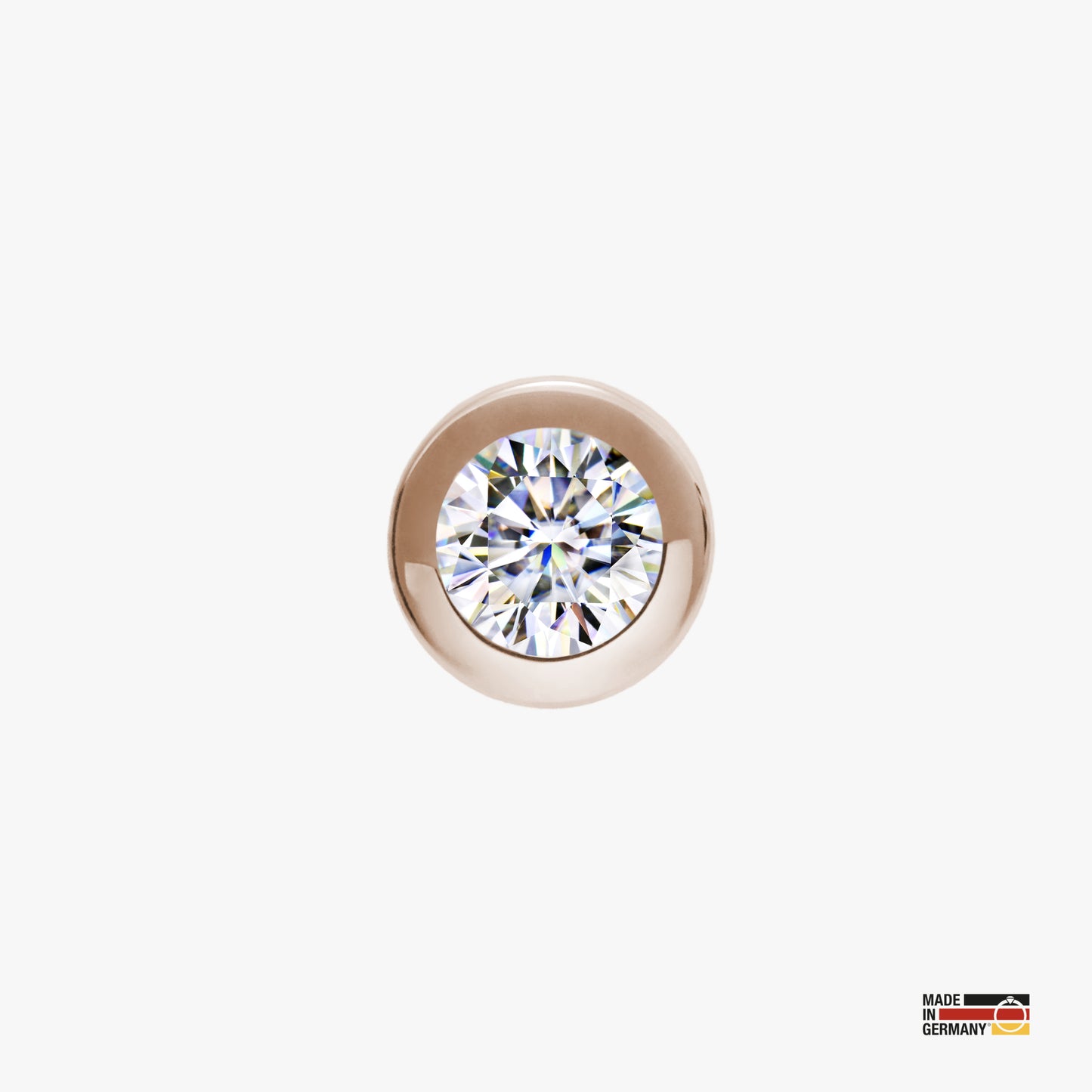 Pamoro® Schmuck Button - Silber 24k Roségold Plattierung - weißer Cubic Zirkonia - Schraubmechanik