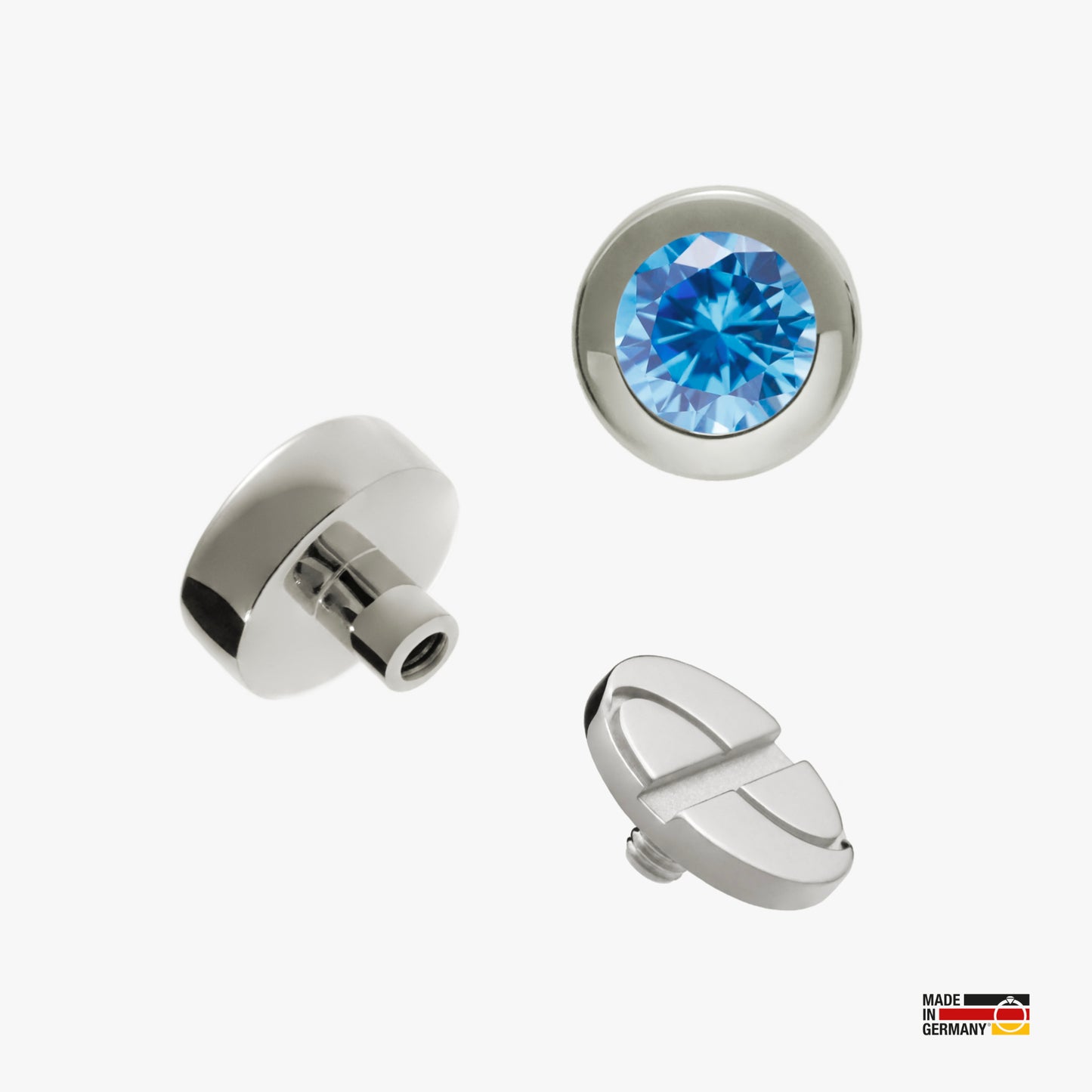 Pamoro® Charm für Apple Watch Sportarmbänder - Schmuck in echt Silber rhodiniert mit synth. Aquamarin - Schraubmechanik