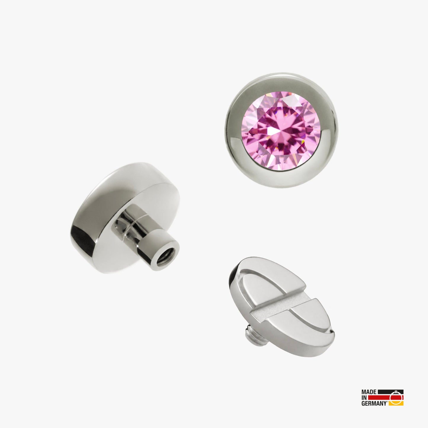Pamoro® Charm für Apple Watch Sportarmbänder - Schmuck in echt Silber rhodiniert mit Cubic Zirkonia in pink - Schraubmechanik