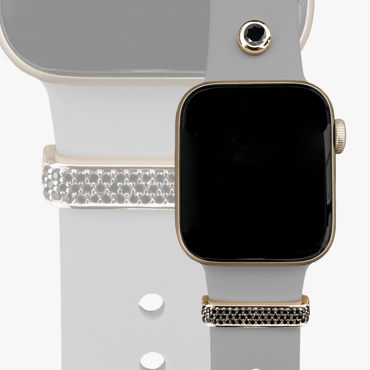 NEU! Set - Loop Stardust + Pin Moviestar & Armband für Apple Watch - 24k Gold plattiert - hellgrau