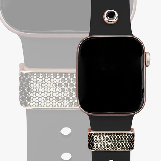 NEU! Set - Loop Stardust L + Pin Moviestar & Armband für Apple Watch - 24k Roségold plattiert - schwarz