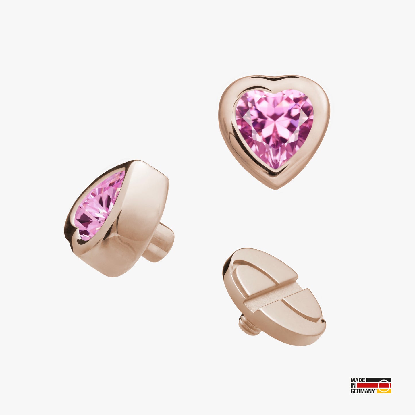 Pin Heartbeat - Sterlingsilber 24k Roségold plattiert - Schraubmechanik