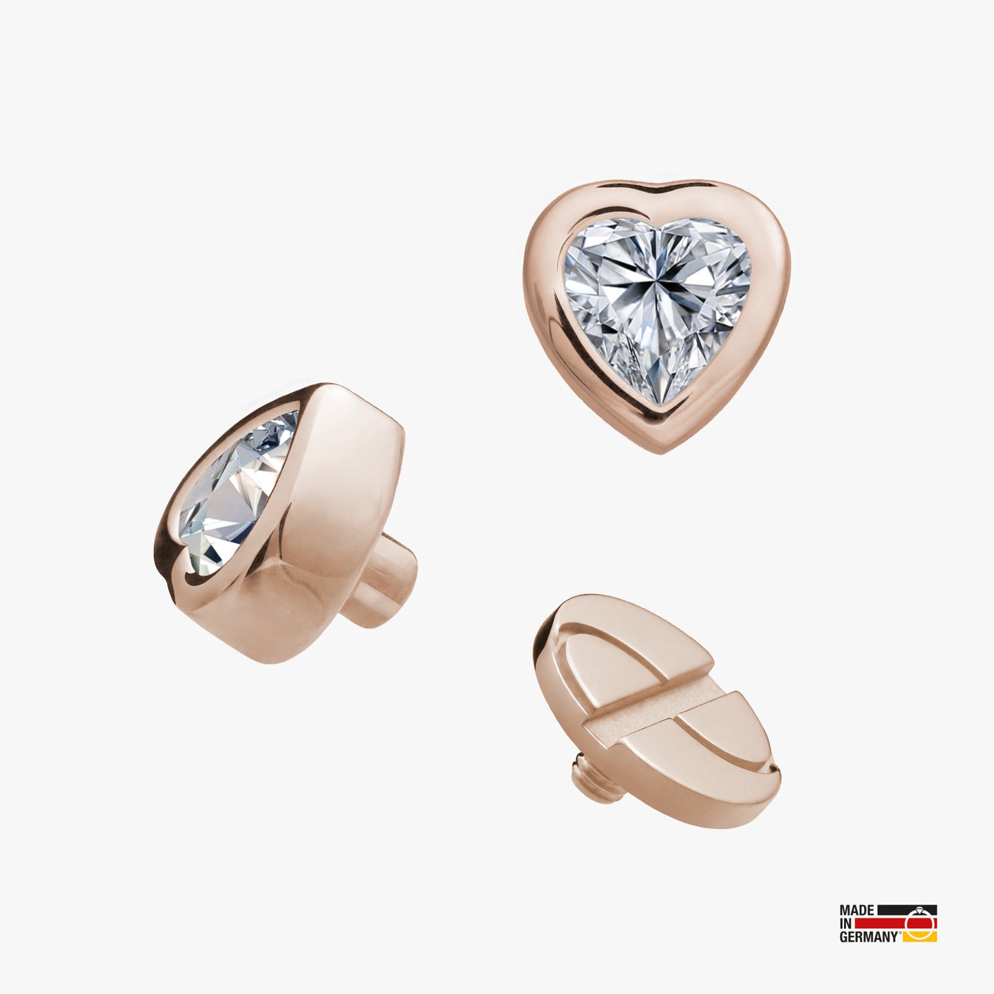 Pin Heartbeat - Sterlingsilber 24k Roségold plattiert - Schraubmechanik