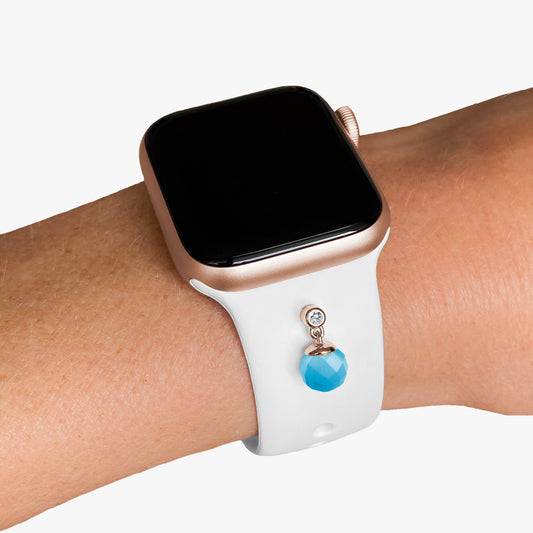 Set - Pin Glitterball & Armband für Apple Watch - Sterlingsilber Roségold Auflage - türkis