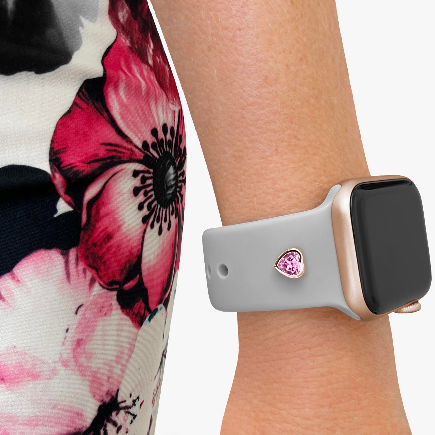 Set - Pin Heartbeat & Armband für Apple Watch - 24k Gold + Roségold plattiert - pink