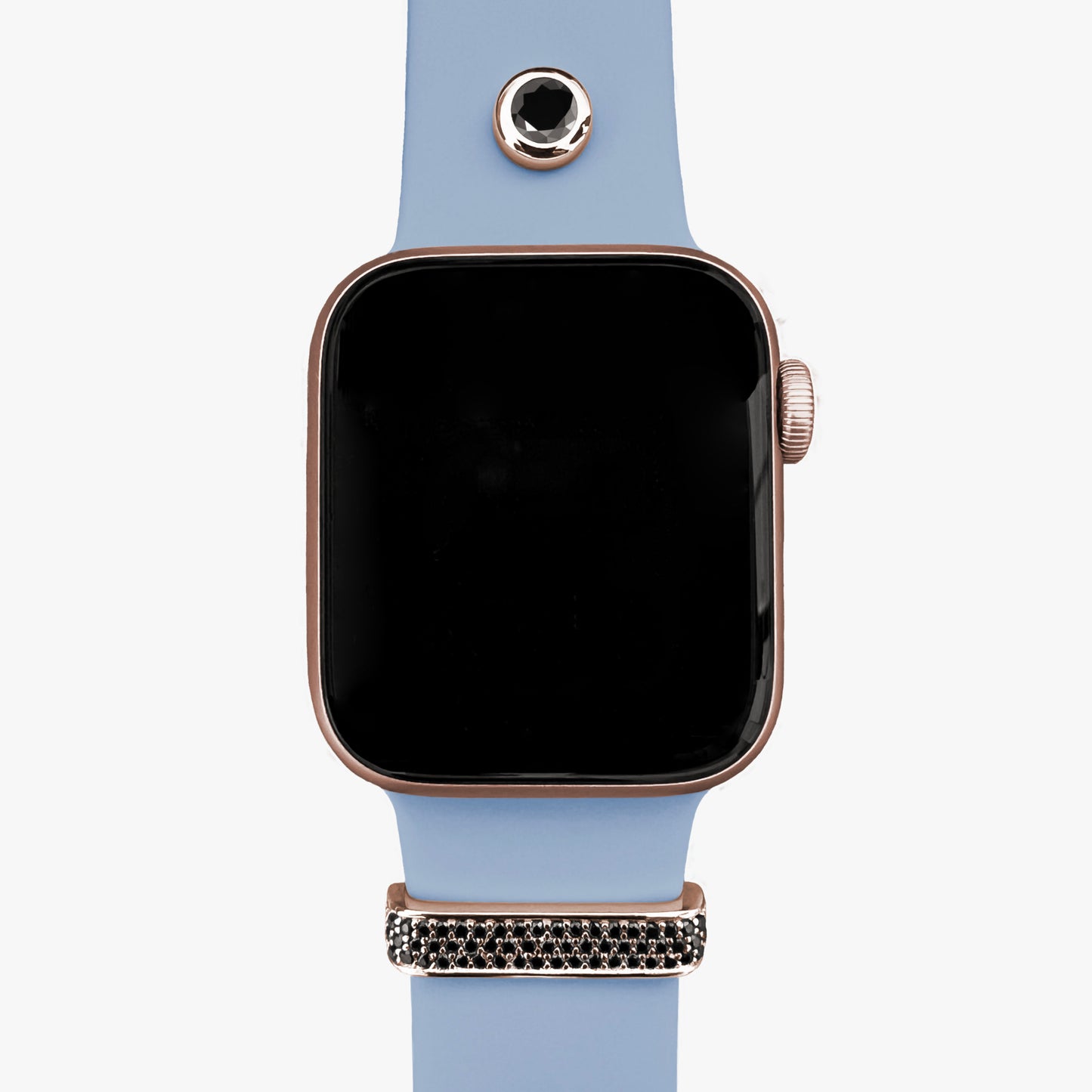 NEU! Set - Loop Stardust + Pin Moviestar & Armband für Apple Watch - 24k Roségold plattiert - hellblau