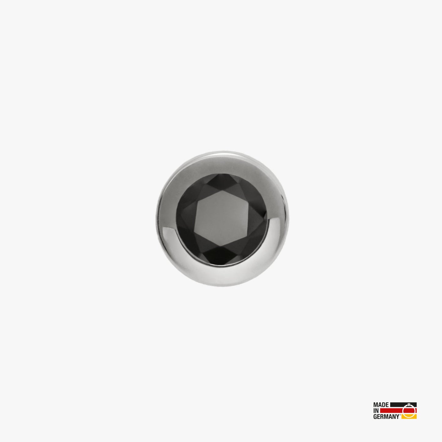 Pamoro® Schmuck Button - echt Silber rhodiniert - schwarzer Cubic Zirkonia - Schraubmechanik