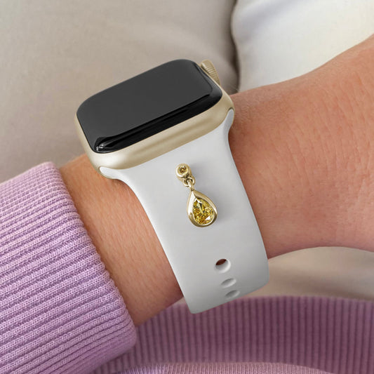 Set - Pin Happy Tears & Armband für Apple Watch 38|40|41 - Sterlingsilber Gold Auflage